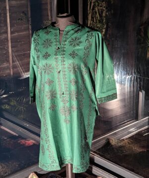 Dark green karandi top with embroidery 1