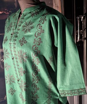 Dark green karandi top with embroidery 2