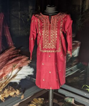 Maroon karandi top with embroidery