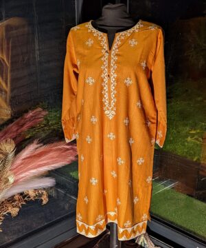 Mustard karandi top with embroidery 1