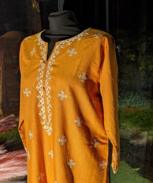 Mustard karandi top with embroidery 2